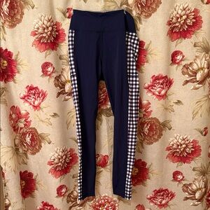 Draper James Navy Gingham Panel Leggings